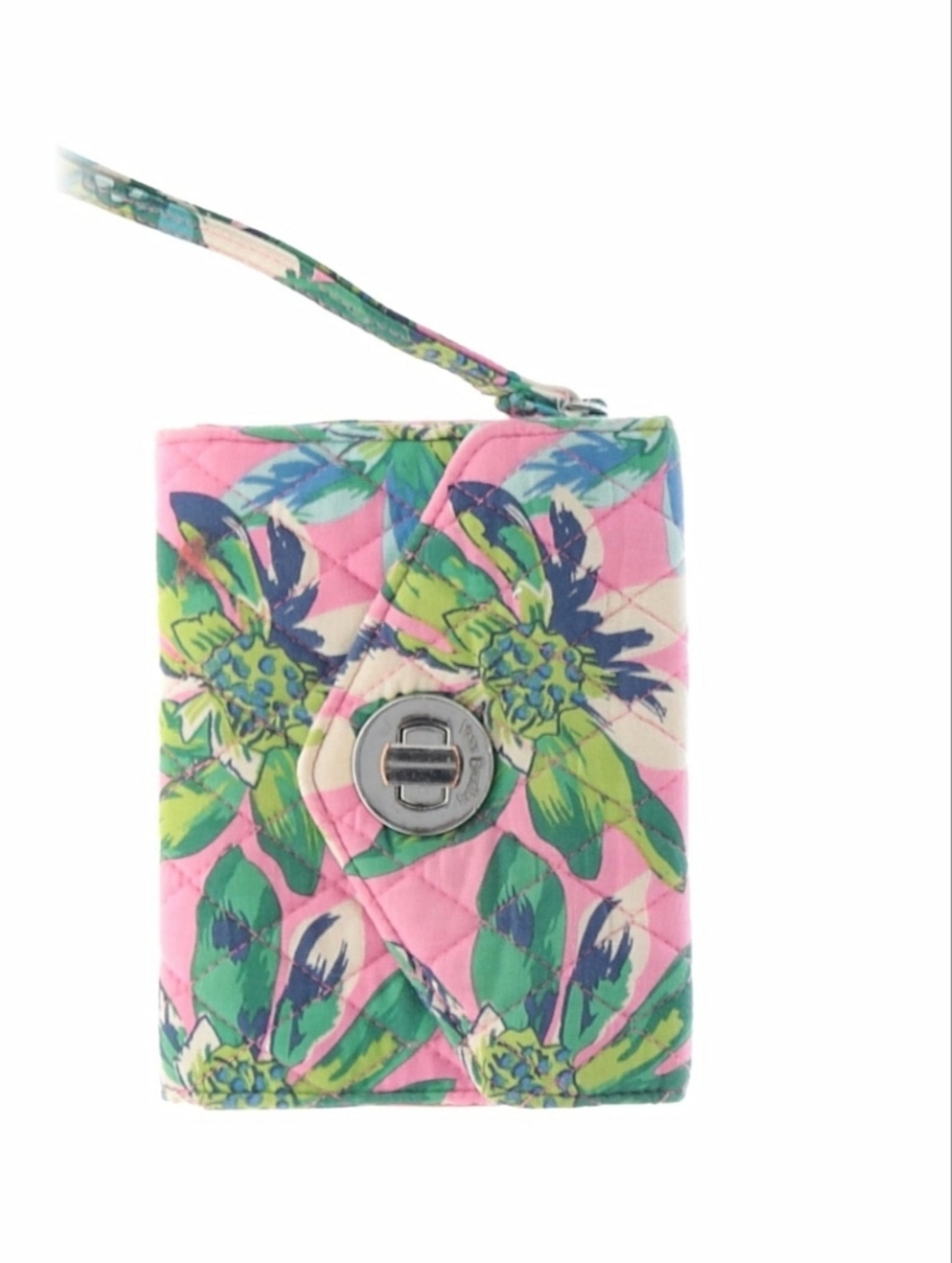 Vera Bradley Pink Floral Quilted Wristlet Clutch with Turn-Lock